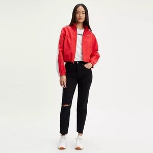 Premium Levi’s black wedgie fit jeans with distressing, size 28